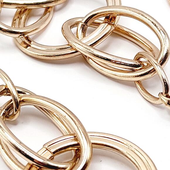 Chico’s Long Necklace NWT 48” Gold Tone Snake Chain with Interlocking Loops - Picture 11 of 12